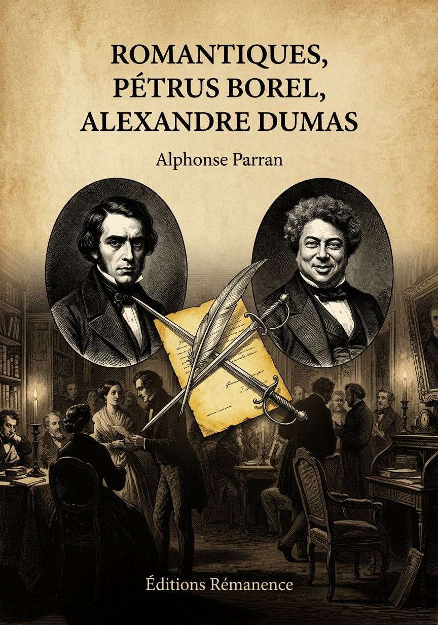 Livre Romantiques, Pétrus Borel, Alexandre Dumas par Alphonse Parran - Couverture - Editions Remanence