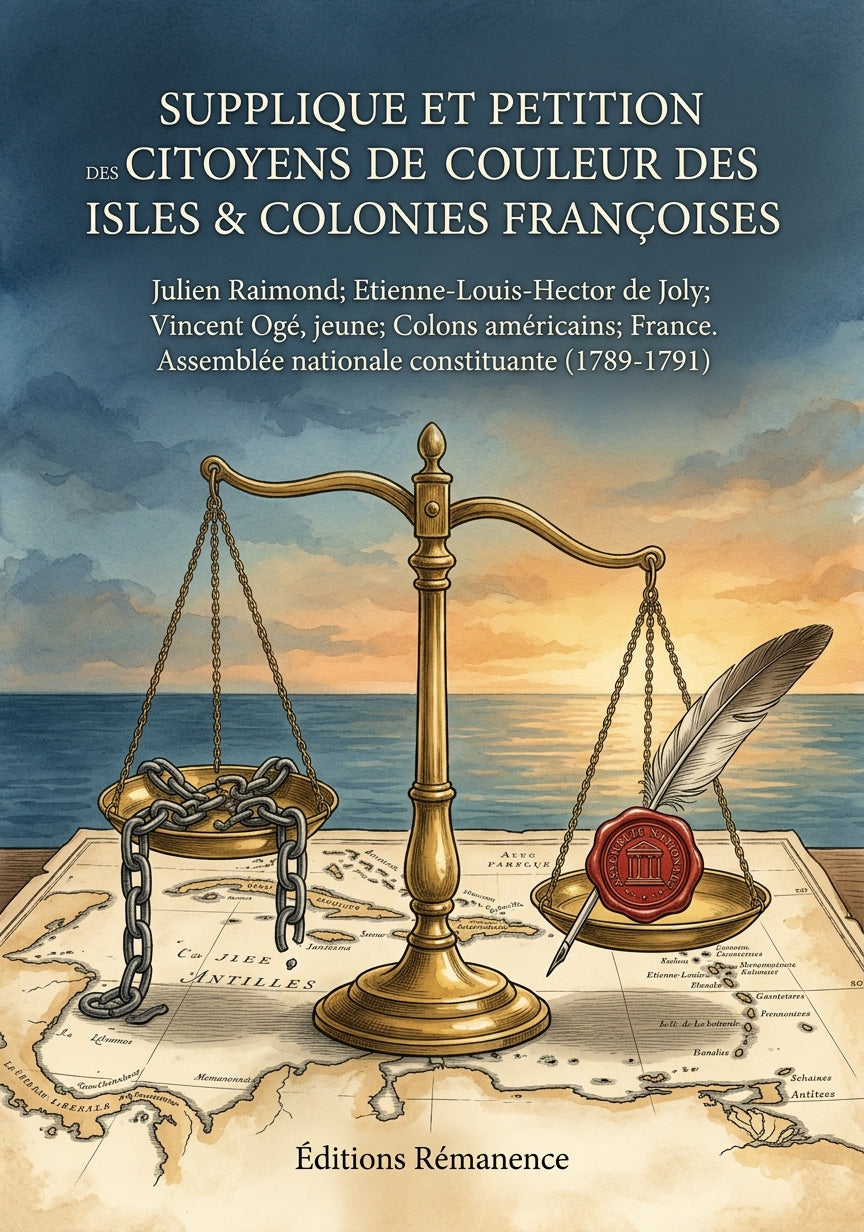 Livre Supplique et petition des citoyens de couleur des isles & colonies françoises par Julien Raimond; Etienne-Louis-Hector de Joly; Vincent Ogé, jeune; Colons américains; France. Assemblée nationale constituante (1789-1791) - Couverture - Editions Remanence