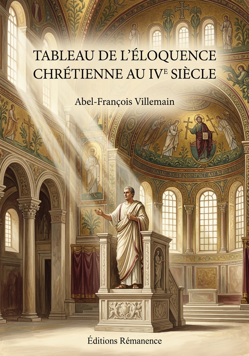 Livre Tableau de l’éloquence chrétienne au IVe siècle par Abel-François Villemain - Couverture - Editions Remanence
