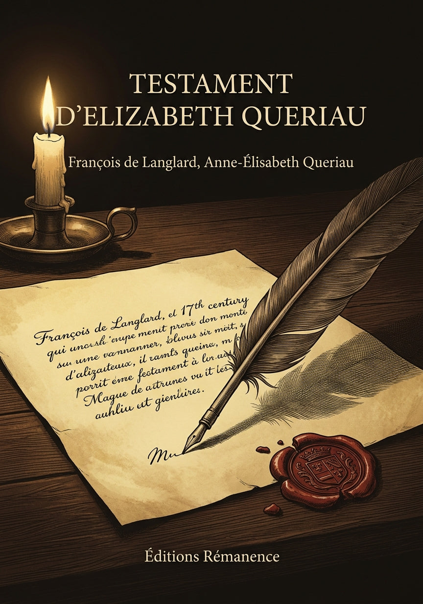 Livre Testament d'Elizabeth Queriau par François de Langlard, Anne-Élisabeth Queriau - Couverture - Editions Remanence