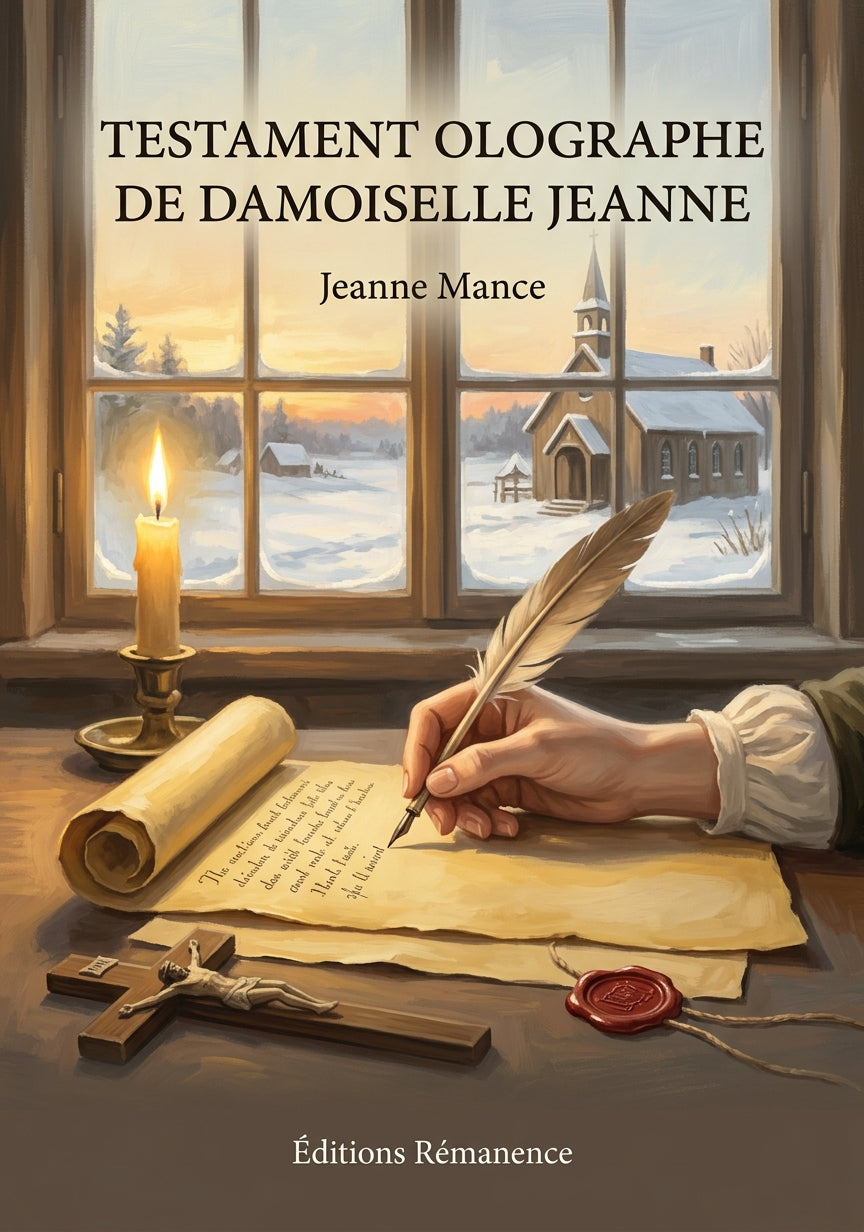 Livre Testament olographe de Damoiselle Jeanne par Jeanne Mance - Couverture - Editions Remanence