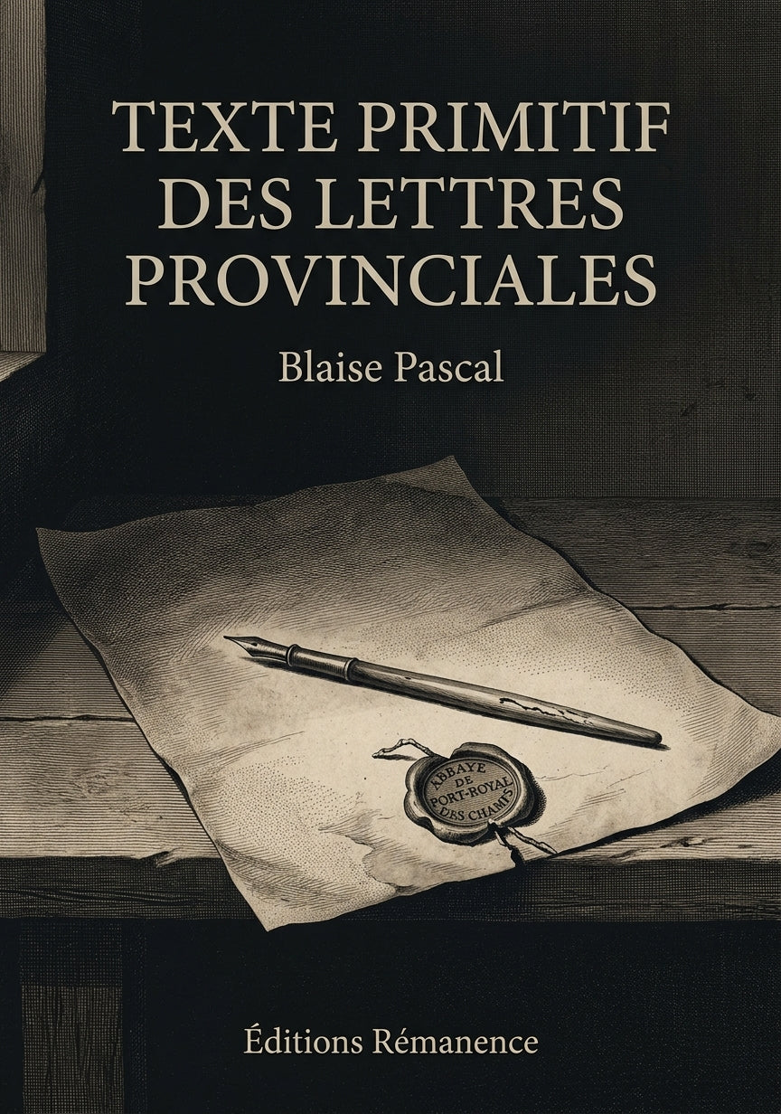 Livre Texte primitif des Lettres provinciales par Blaise Pascal - Couverture - Editions Remanence