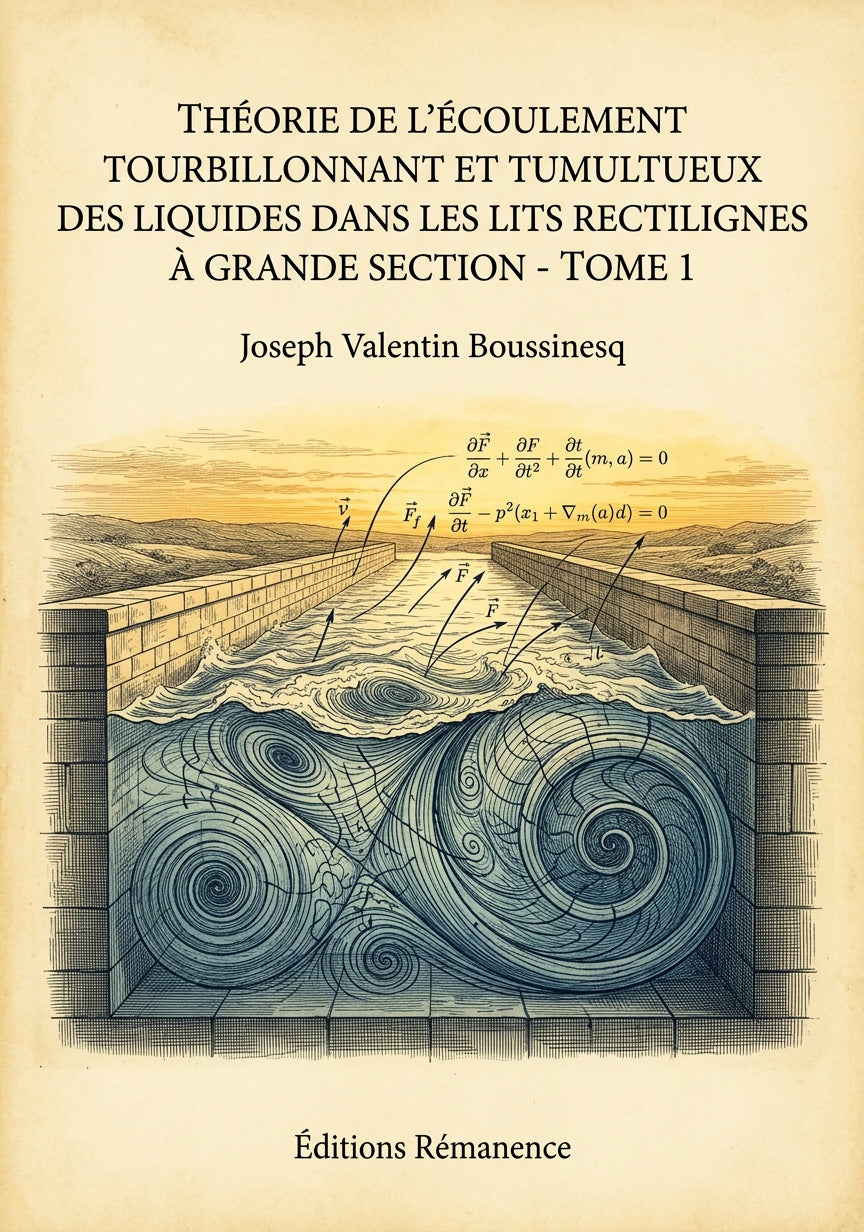 Livre Théorie de l'écoulement tourbillonnant et tumultueux des liquides dans les lits rectilignes à grande section - Tome 1 par Joseph Valentin Boussinesq - Couverture - Editions Remanence