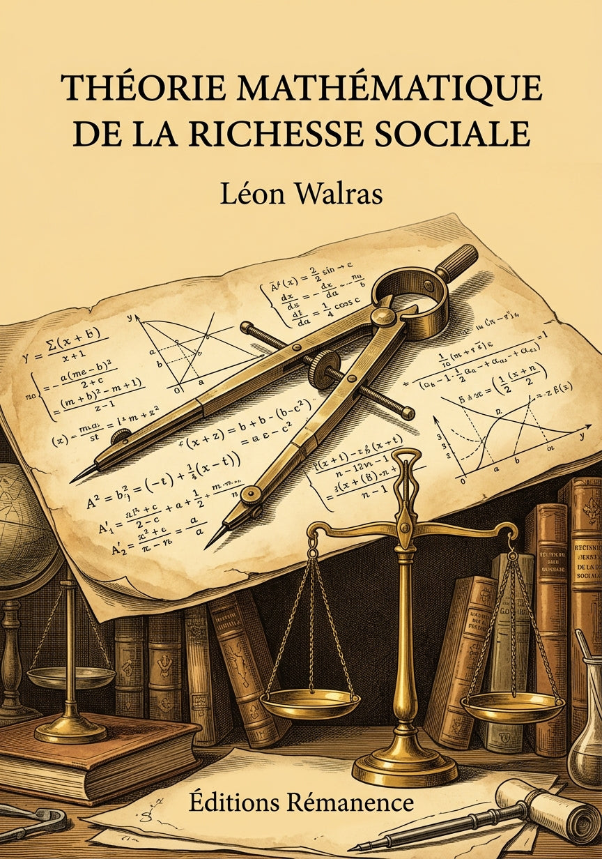 Livre Théorie mathématique de la richesse sociale par Léon Walras - Couverture - Editions Remanence