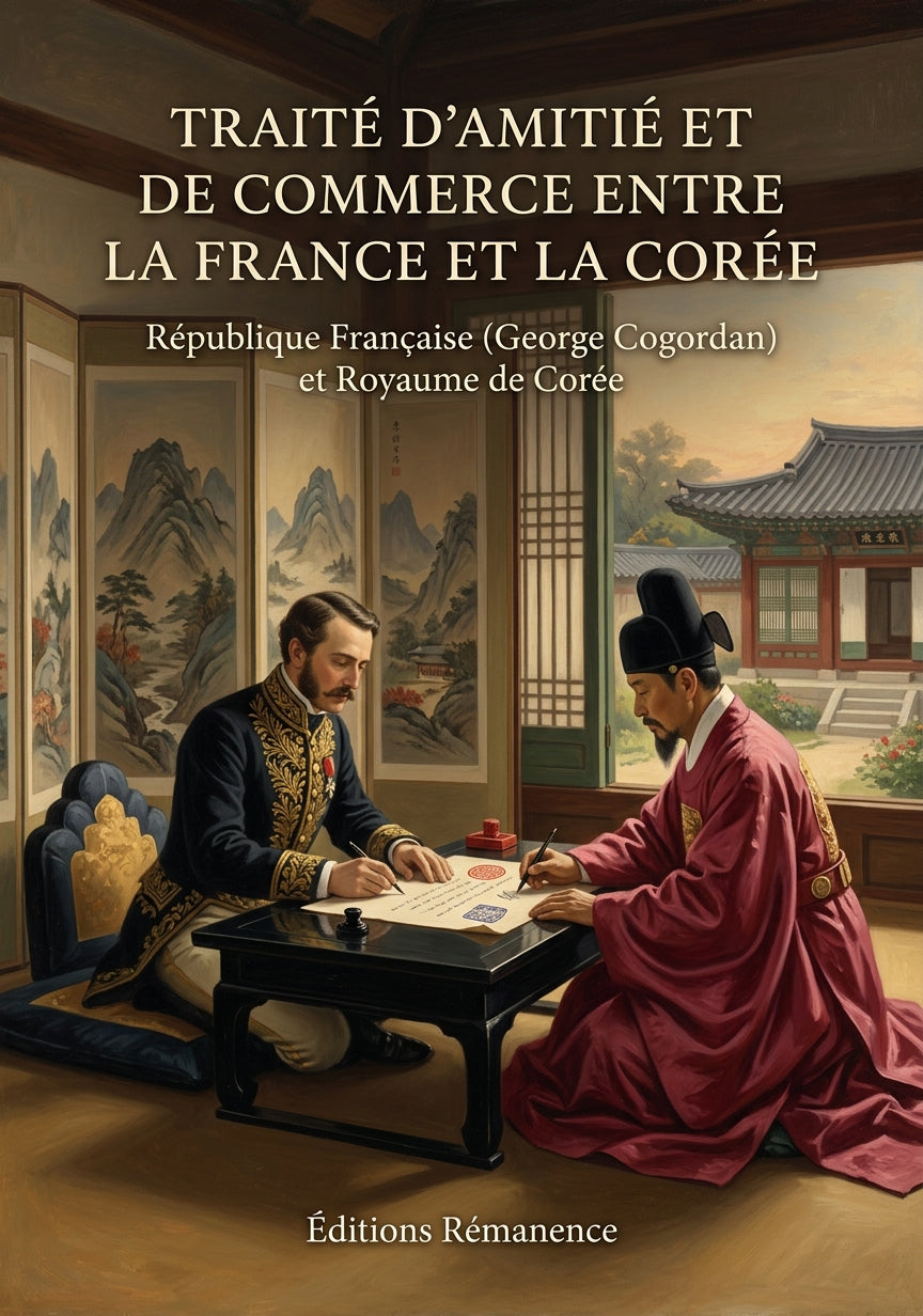 Livre Traité d’amitié et de commerce entre la France et la Corée par République Française (George Cogordan) et Royaume de Corée - Couverture - Editions Remanence