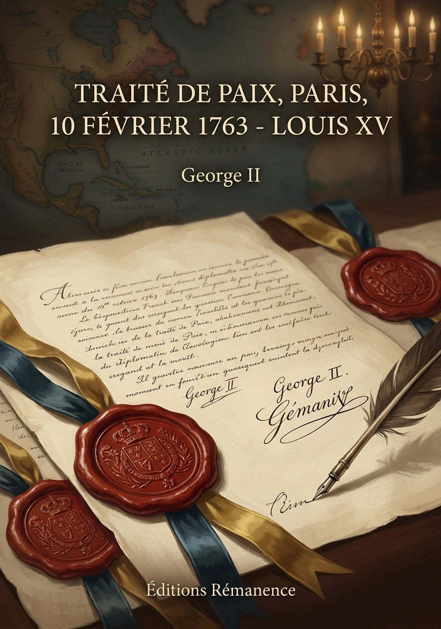 Livre Traité de paix, Paris, 10 février 1763 - Louis XV par George II - Couverture - Editions Remanence