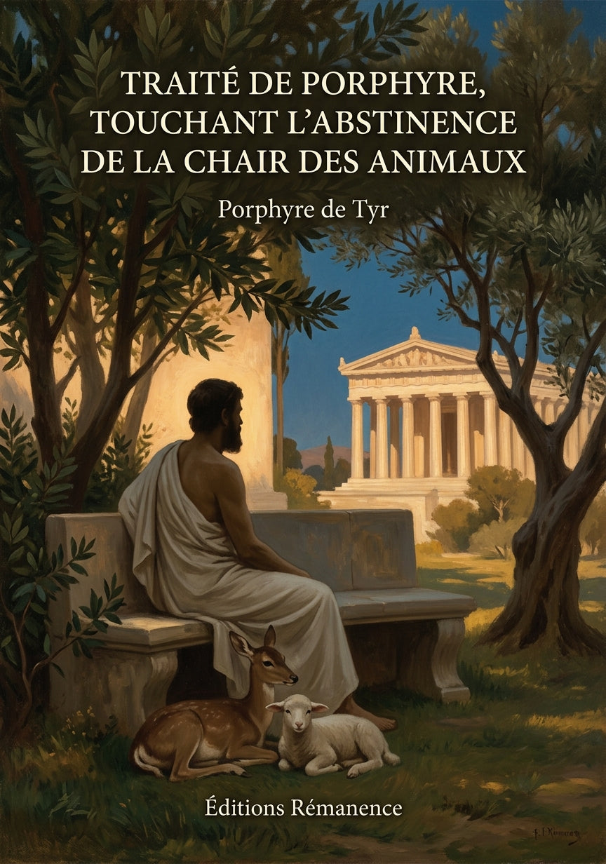 Livre Traité de Porphyre, touchant l’abstinence de la chair des animaux par Porphyre de Tyr - Couverture - Editions Remanence