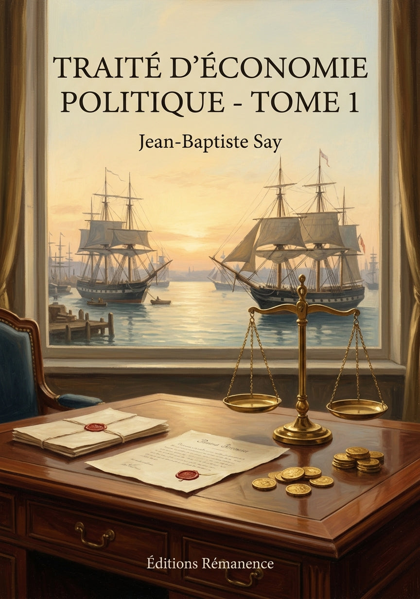 Livre Traité d’économie politique - Tome 1 par Jean-Baptiste Say - Couverture - Editions Remanence