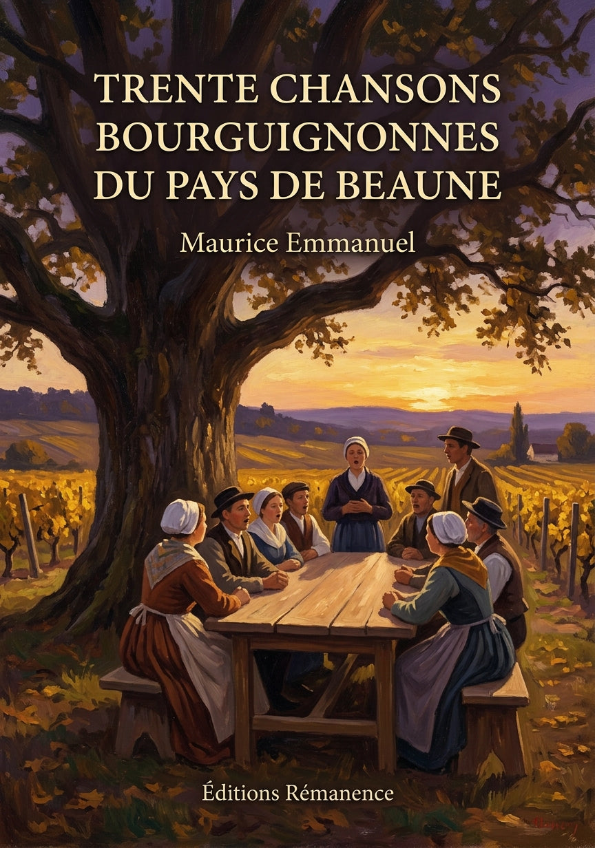 Livre Trente chansons bourguignonnes du pays de Beaune par Maurice Emmanuel - Couverture - Editions Remanence