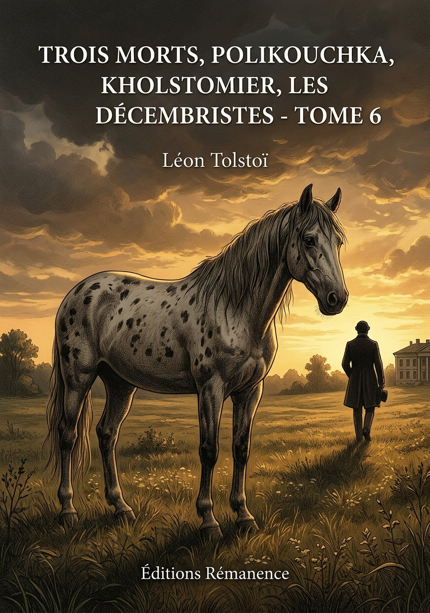 Livre Trois Morts, Polikouchka, Kholstomier, Les Décembristes - Tome 6 par Léon Tolstoï - Couverture - Editions Remanence