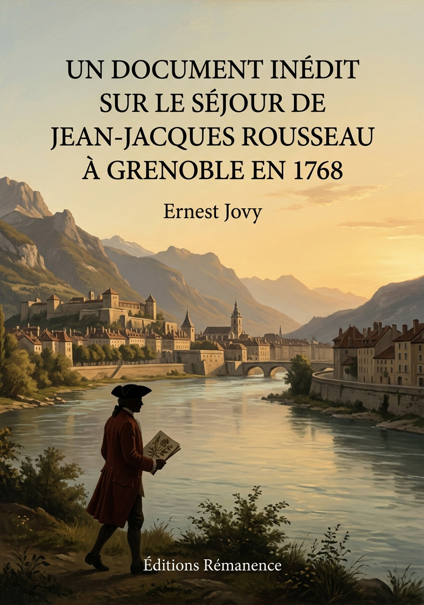 Livre Un document inédit sur le séjour de Jean-Jacques Rousseau à Grenoble en 1768 par Ernest Jovy - Couverture - Editions Remanence