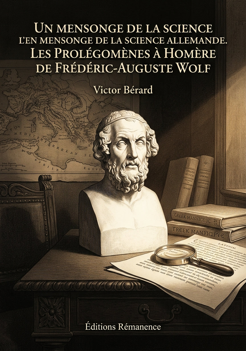 Livre Un mensonge de la science allemande. Les prolégomènes à Homère de Frédéric-Auguste Wolf par Victor Bérard - Couverture - Editions Remanence