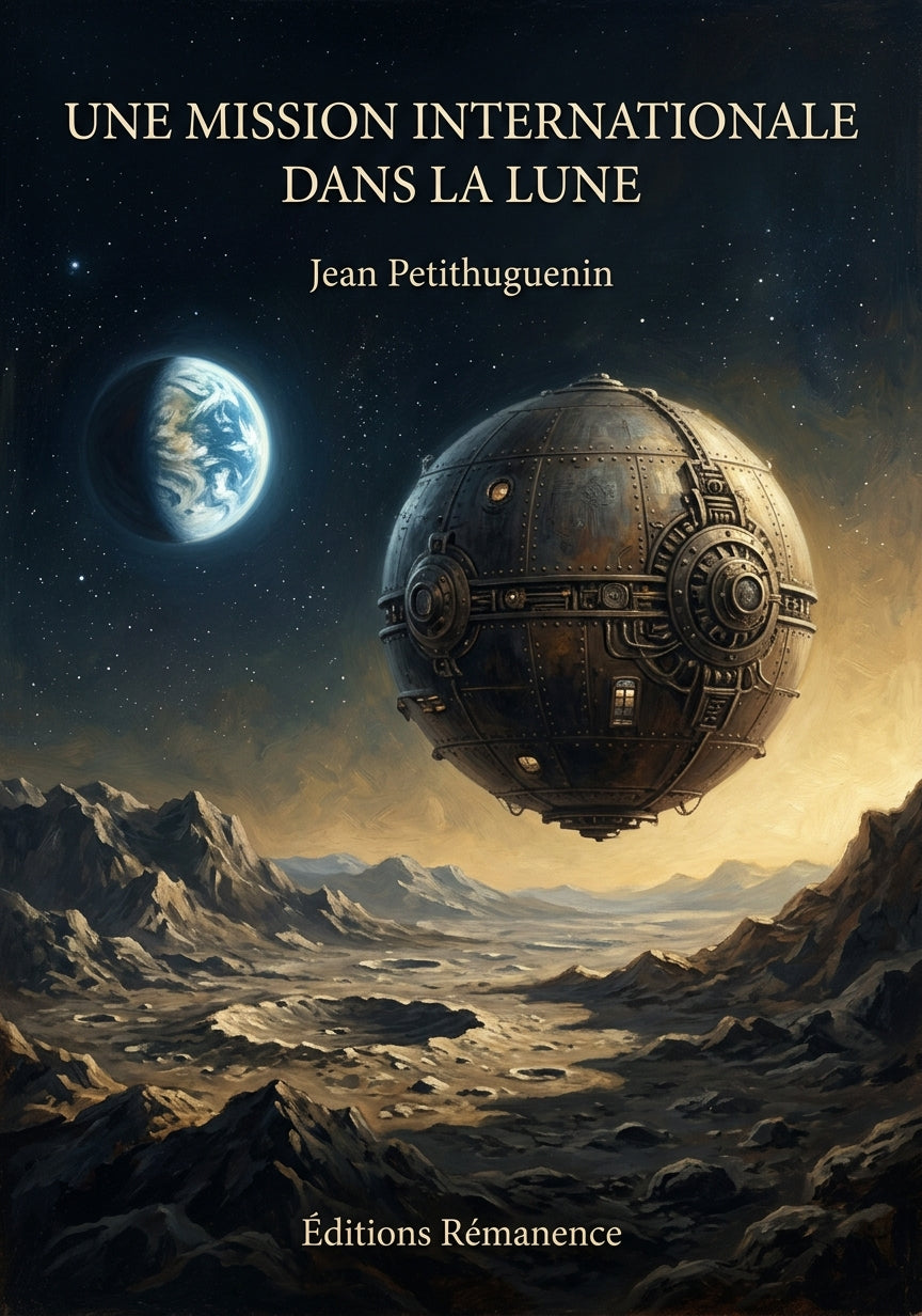 Livre Une Mission internationale dans la Lune par Jean Petithuguenin - Couverture - Editions Remanence