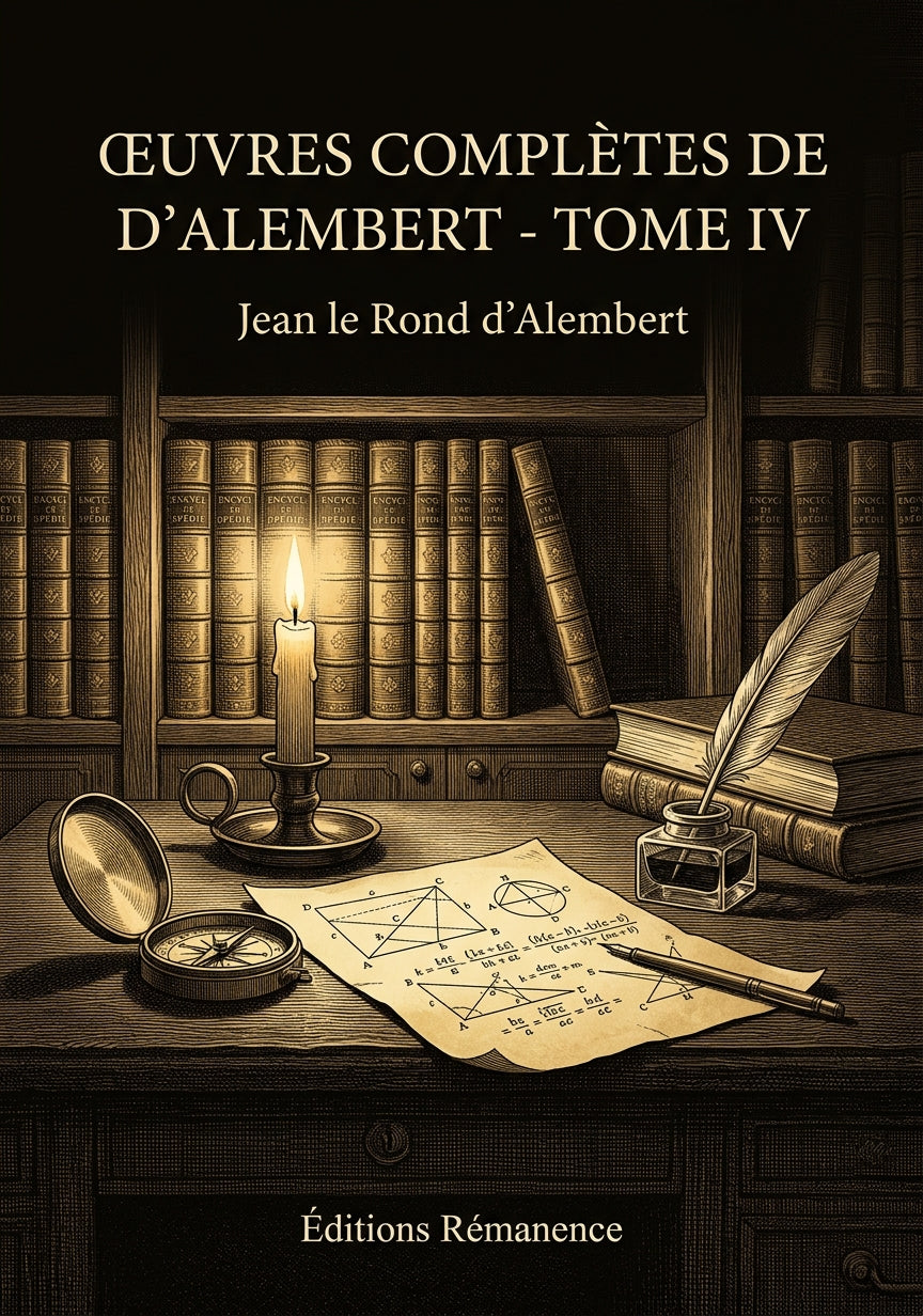 Livre Œuvres complètes de D’Alembert - Tome IV par Jean le Rond d’Alembert - Couverture - Editions Remanence