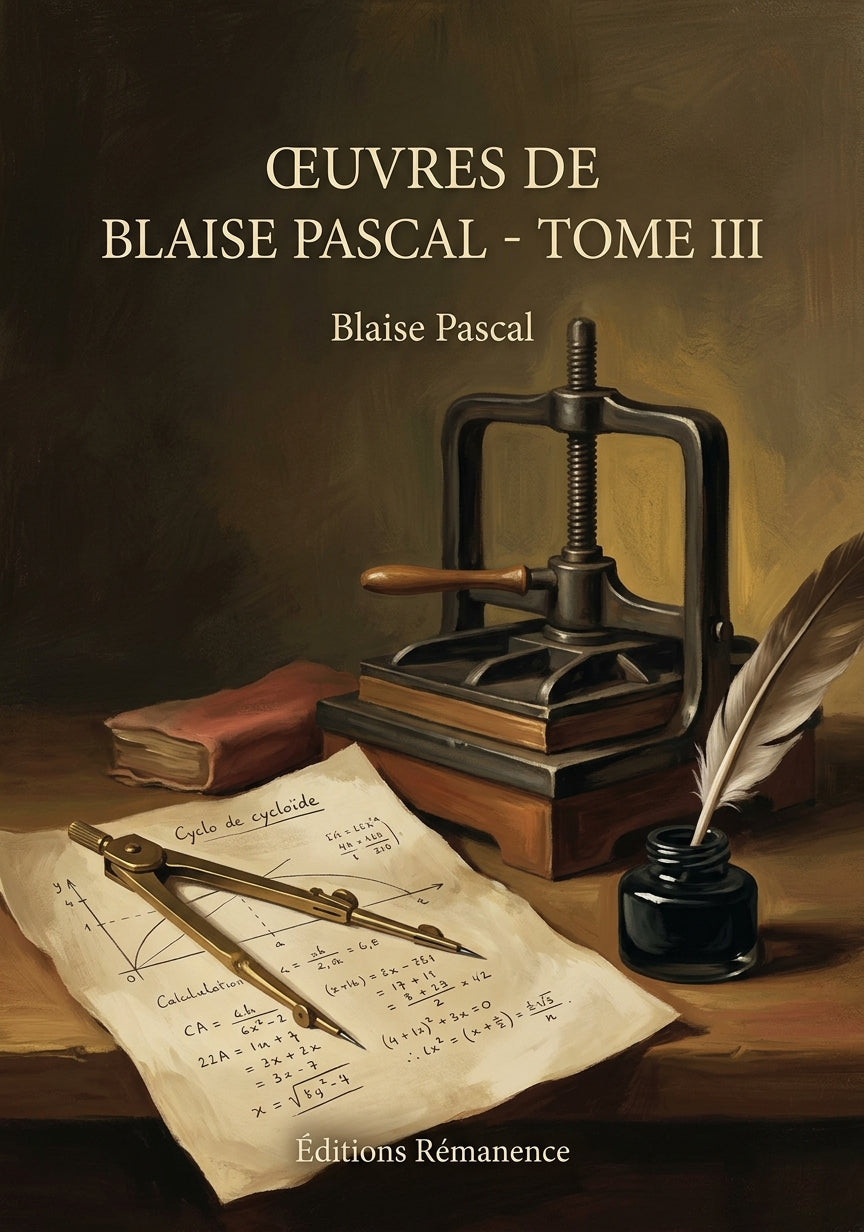 Livre Œuvres de Blaise Pascal - Tome III par Blaise Pascal - Couverture - Editions Remanence