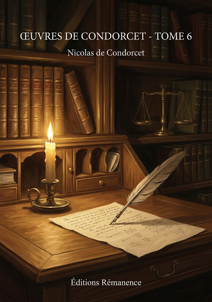 Livre Œuvres de Condorcet - Tome 6 par Nicolas de Condorcet - Couverture - Editions Remanence