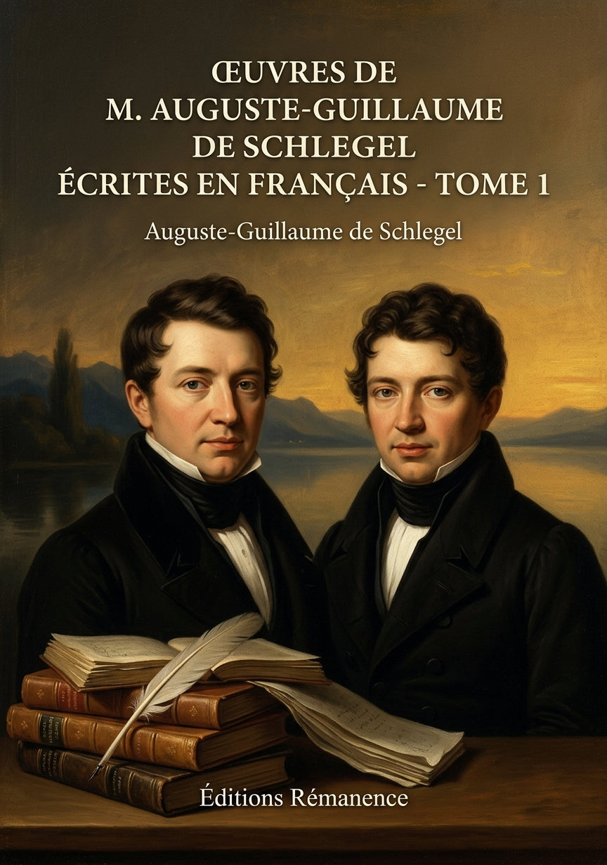 Livre Œuvres de M. Auguste-Guillaume de Schlegel écrites en français - Tome 1 par Auguste-Guillaume de Schlegel - Couverture - Editions Remanence