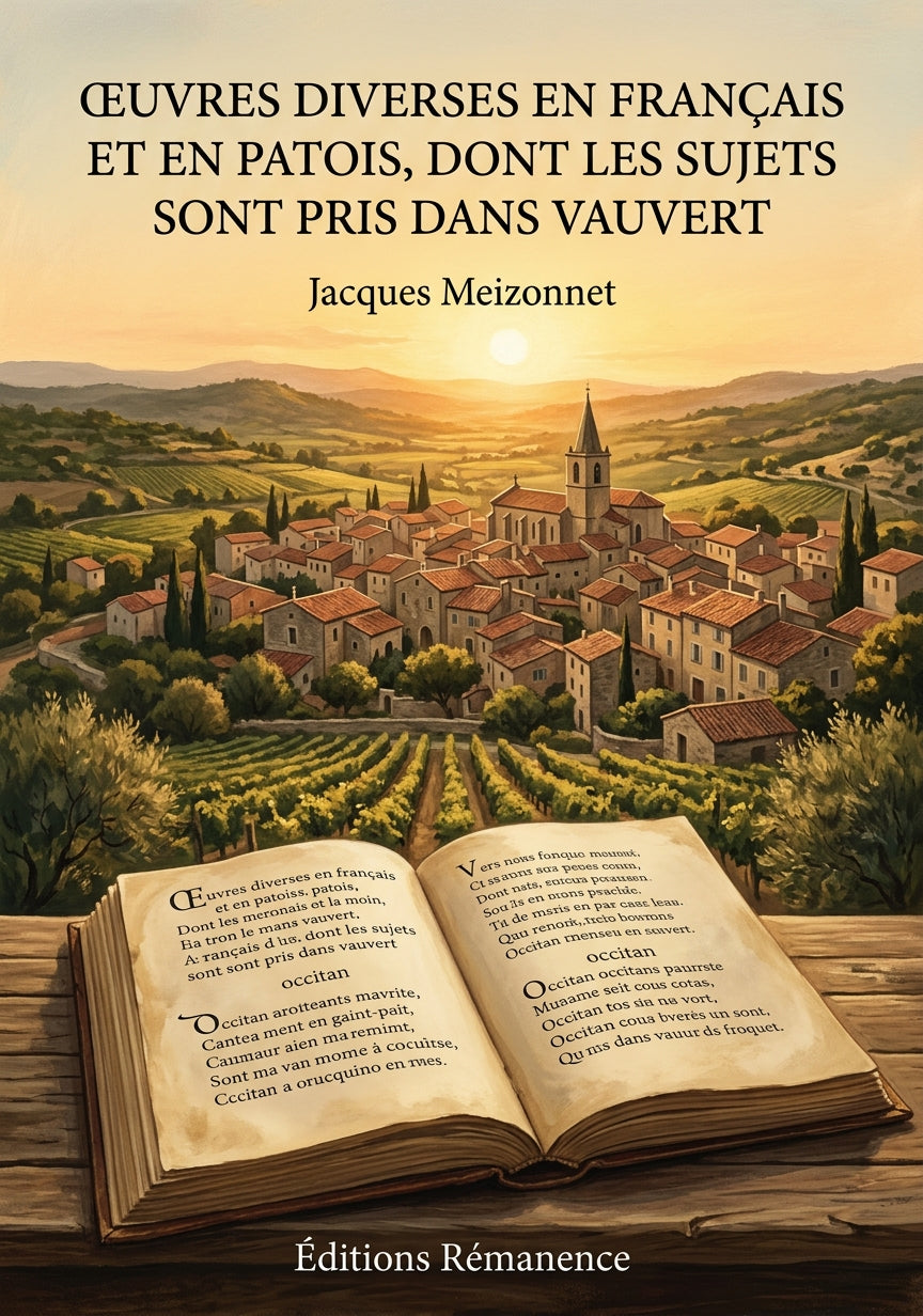Livre Œuvres diverses en français et en patois, dont les sujets sont pris dans Vauvert par Jacques Meizonnet - Couverture - Editions Remanence