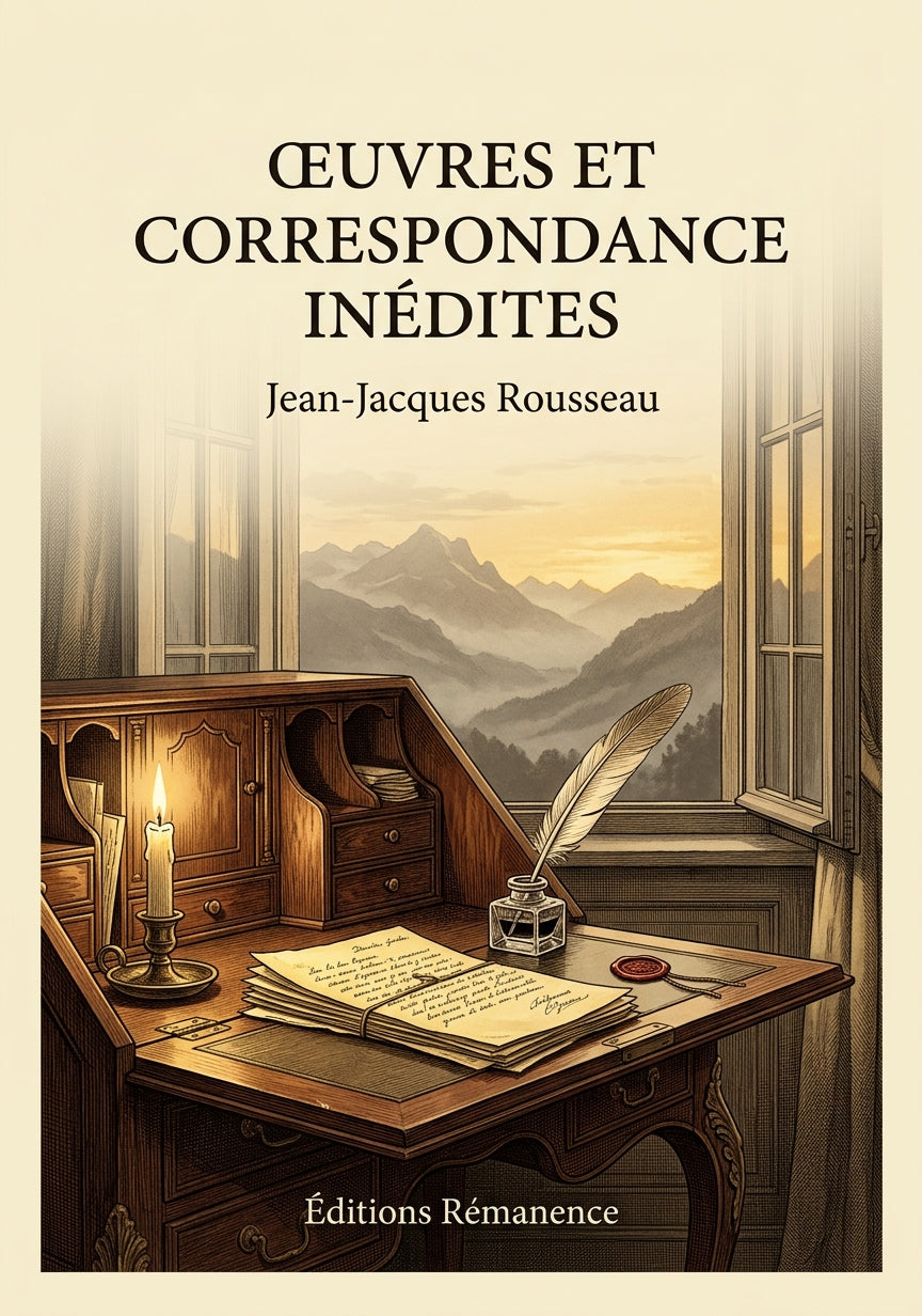 Livre Œuvres et Correspondance inédites par Jean-Jacques Rousseau - Couverture - Editions Remanence