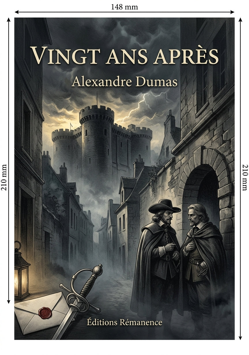 Livre Vingt ans après par Alexandre Dumas - Couverture - Editions Remanence