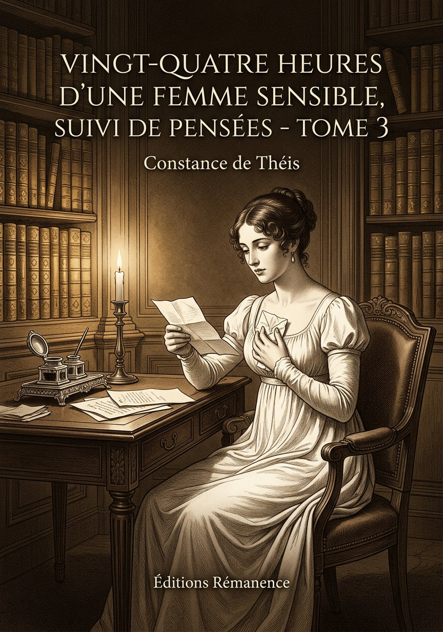Livre Vingt-quatre heures d’une femme sensible, suivi de Pensées - Tome 3 par Constance de Théis - Couverture - Editions Remanence