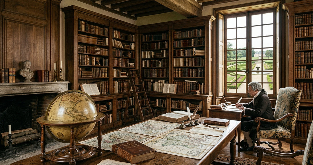La bibliothèque d'un philosophe du XVIIIe siècle — Montesquieu dans son château de La Brède où il écrivit L'Esprit des lois
