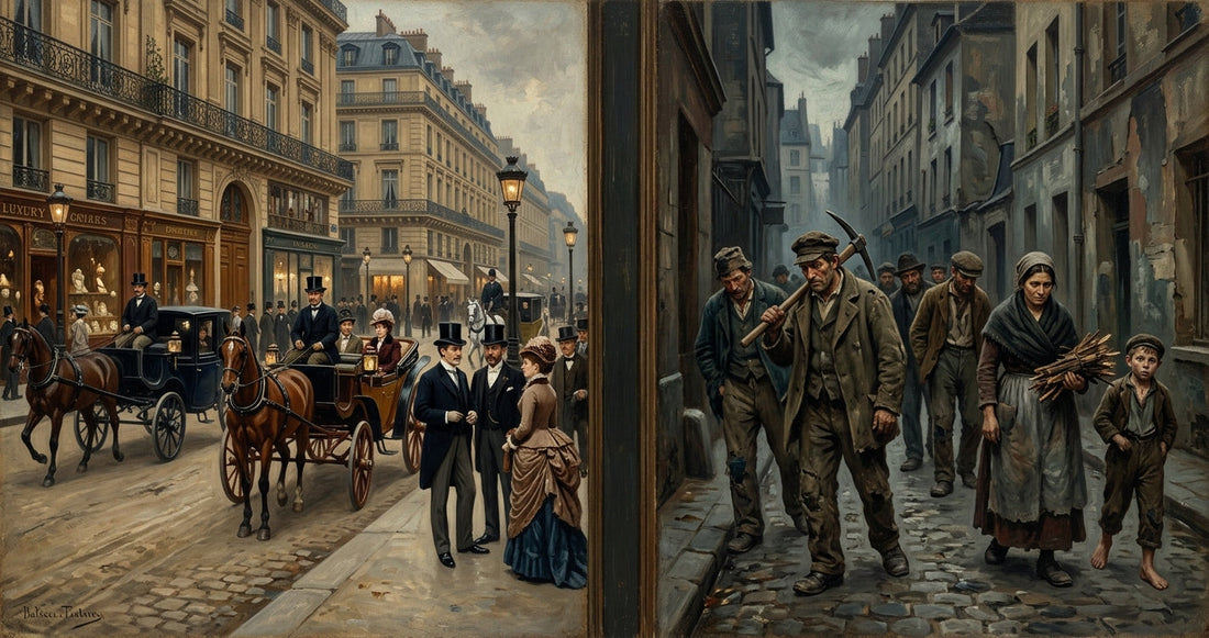 A Parisian boulevard split between wealth and poverty — classic novels about social class