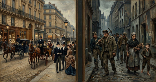 A Parisian boulevard split between wealth and poverty — classic novels about social class