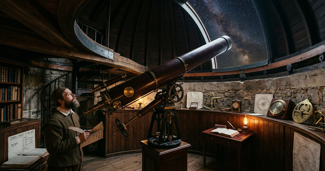 A historic observatory telescope pointed at the stars — science books that changed the world