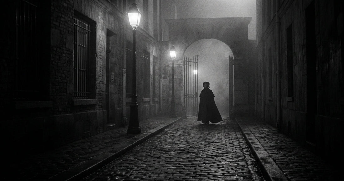 Une silhouette féminine dans le brouillard parisien — la présence étrange qui hante le roman gothique français