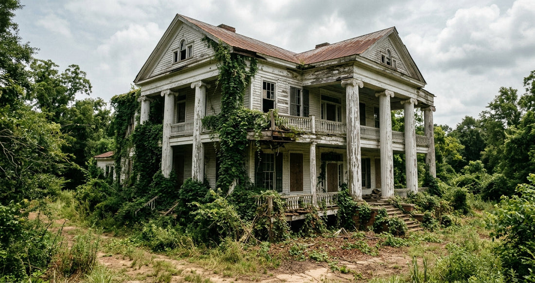 A decaying Southern plantation house — the world of William Faulkner's Mississippi