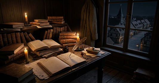 An 18th-century philosopher's study at night — the world of Kant's Critique of Pure Reason