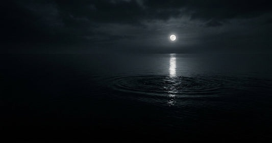 A vast dark ocean at night — the cosmic indifference at the heart of Lovecraft's horror