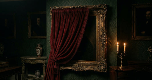 A concealed portrait in a Victorian drawing room — the central image of The Picture of Dorian Gray