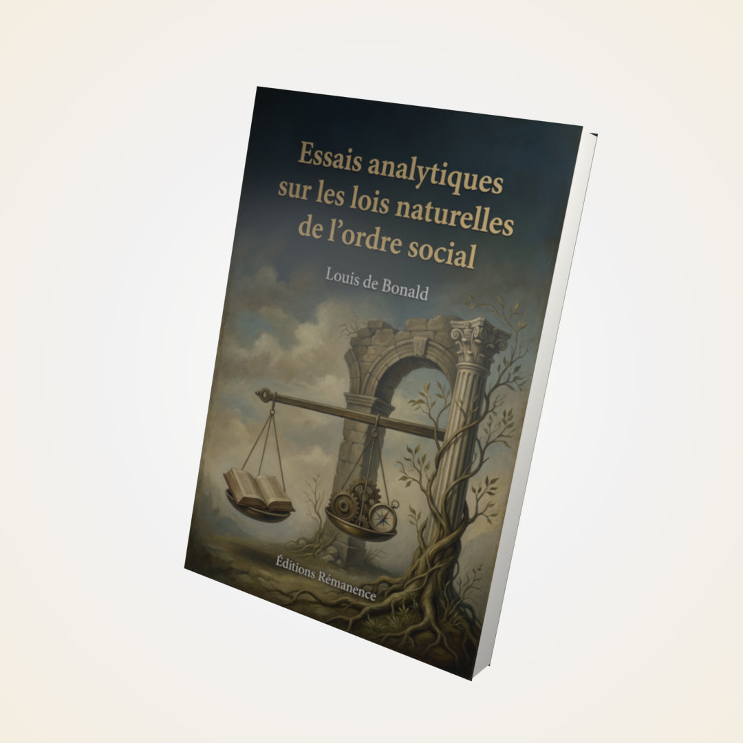 Livre Essais analytiques sur les lois naturelles de l’ordre social – Louis de Bonald - Couverture 3D