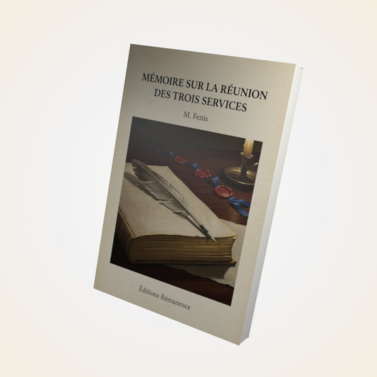 Livre Mémoire sur la réunion des trois services - M. Fenis - Couverture 3D
