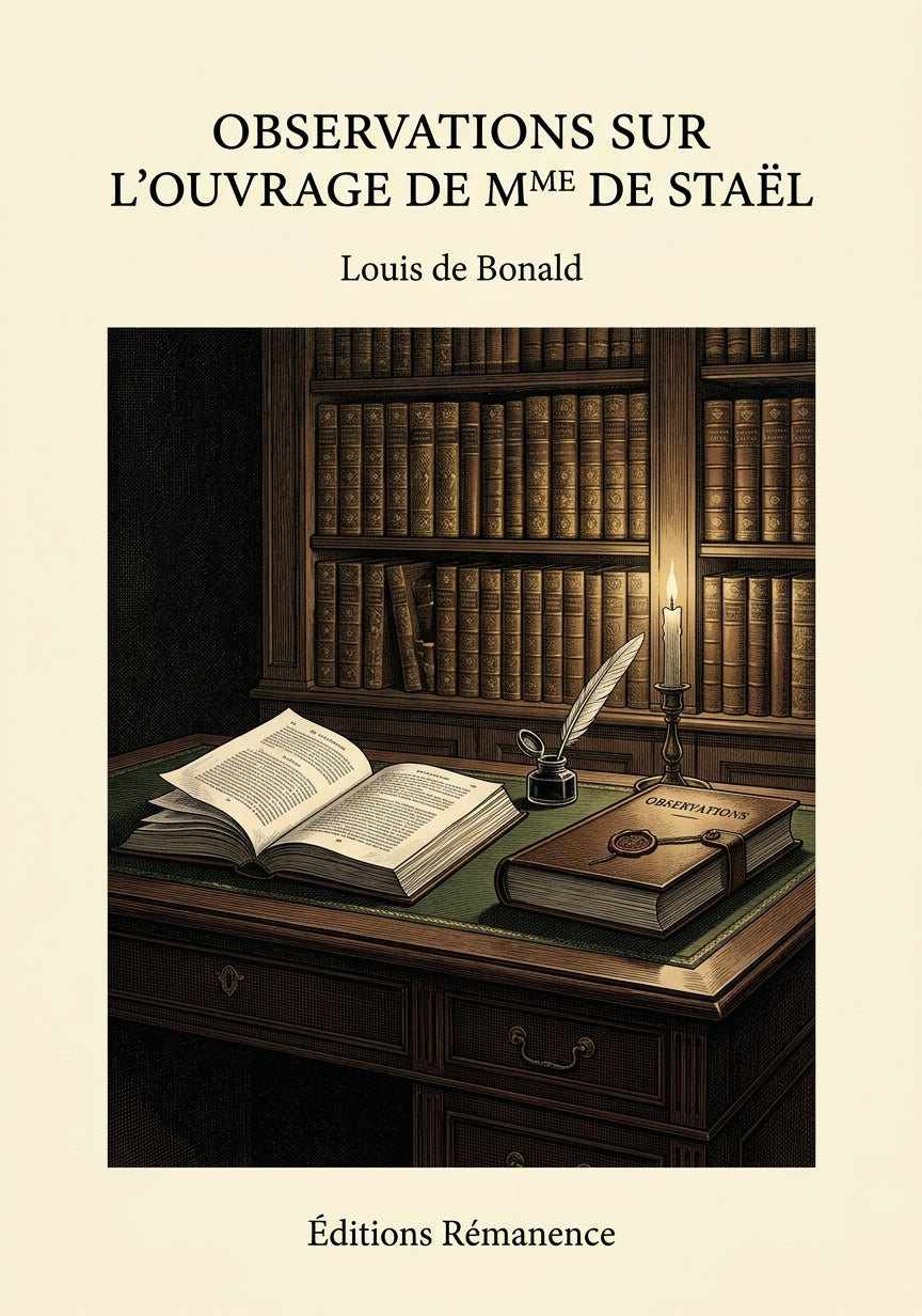 Observations sur l'ouvrage de Mme de Staël - Louis de Bonald (Couverture)