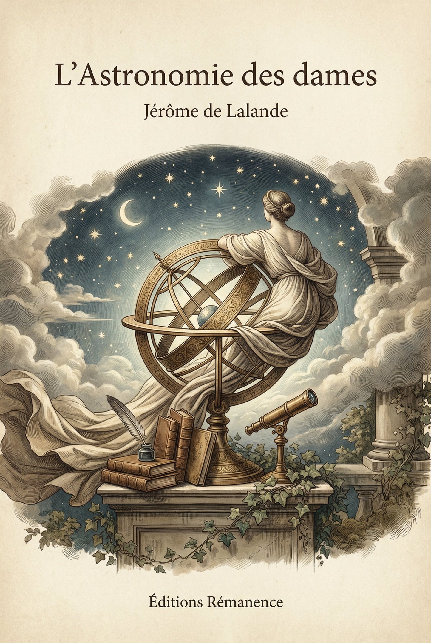 Livre ancien L'Astronomie des dames par Jérôme de Lalande, traité scientifique du XVIIIe siècle.