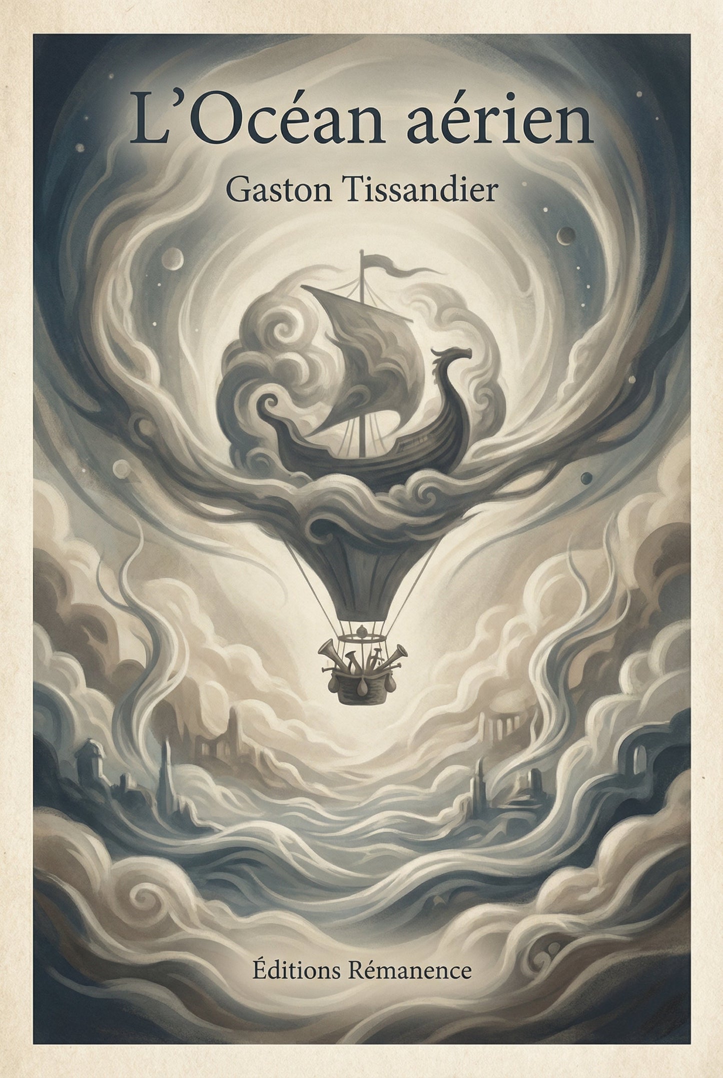 Couverture du livre L'Océan aérien de Gaston Tissandier portant sur la météorologie et l'aéronautique