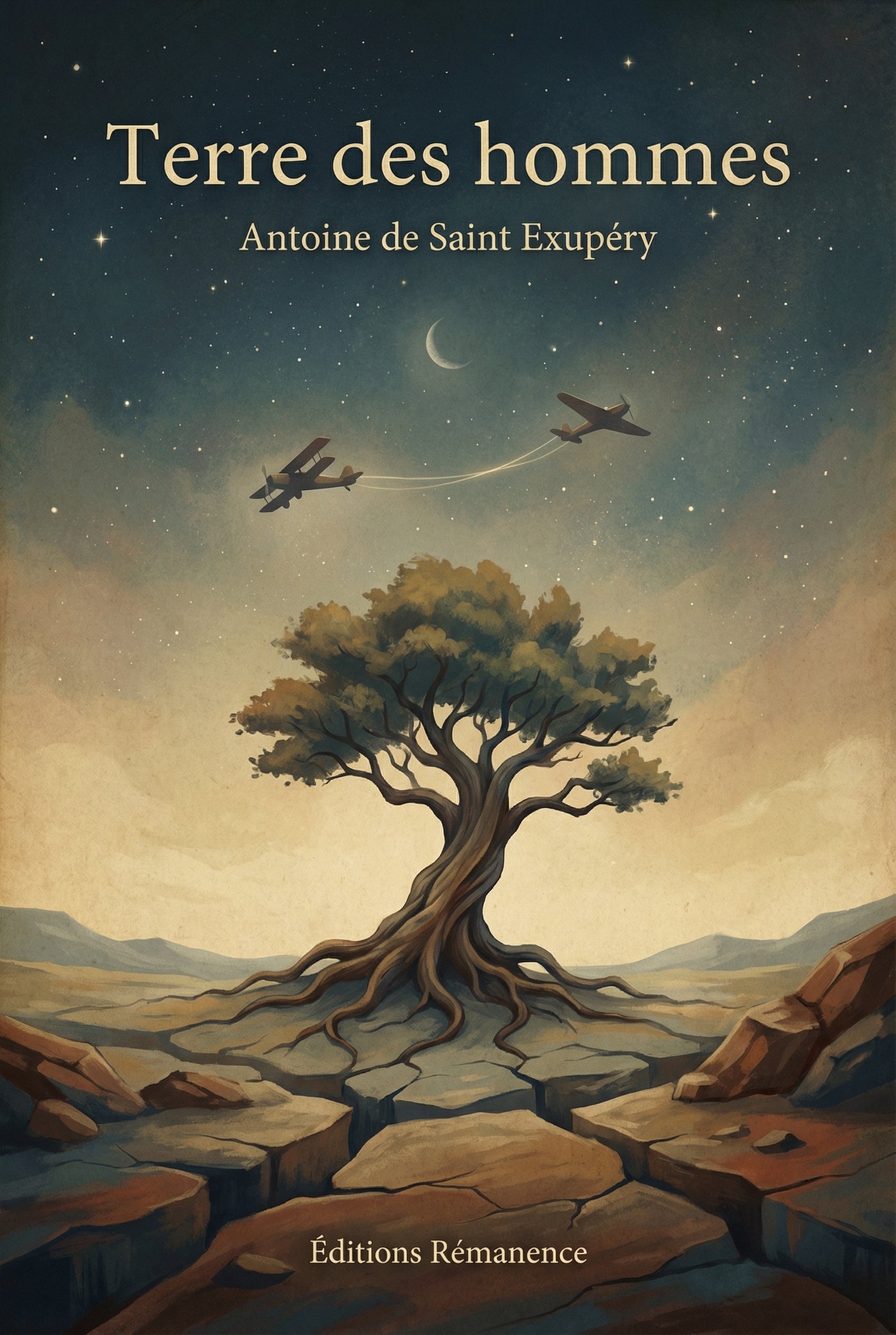 Couverture du livre Terre des hommes d'Antoine de Saint-Exupéry, récit d'aviation et d'humanisme