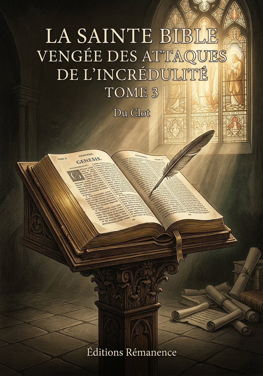 La sainte bible vengée des attaques de l'incrédulité Tome 3 - Du Clot (Couverture)