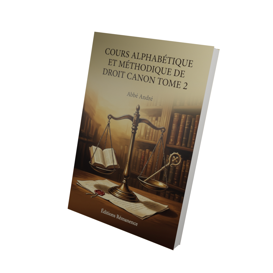 Cours alphabétique et méthodique de Droit Canon Tome 2 - Abbé André (Vue 3D)
