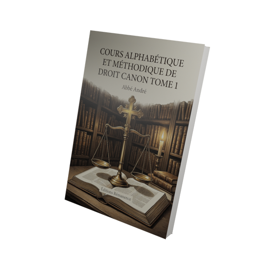 Cours alphabétique et méthodique de Droit Canon Tome 1 - Abbé André (Vue 3D)