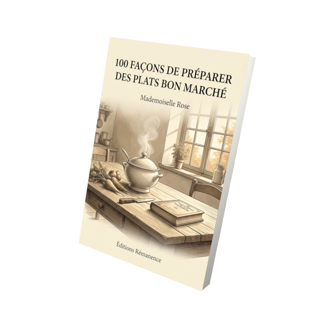 Livre 100 façons de préparer des plats bon marché - Mademoiselle Rose - Vue 3D - Editions Remanence
