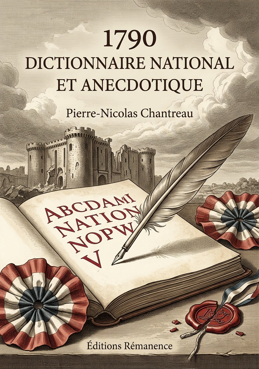 Livre 1790 Dictionnaire national et anecdotique par Pierre-Nicolas Chantreau - Couverture - Editions Remanence