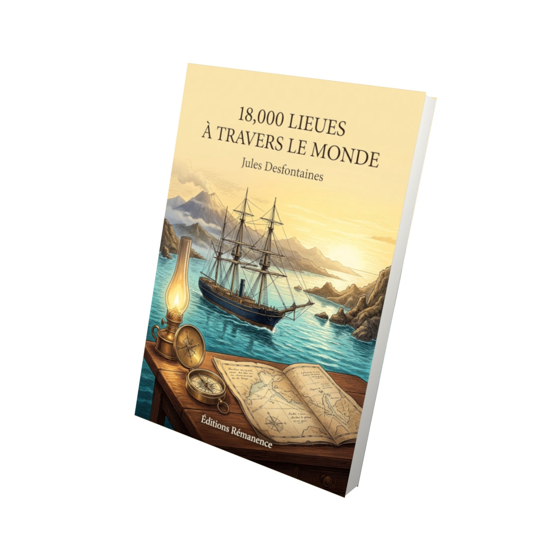 Livre 18,000 lieues à travers le monde par Jules Desfontaines - Vue 3D - Editions Remanence