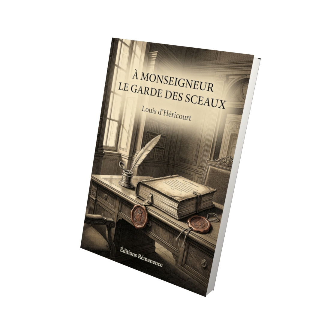 Livre À Monseigneur le Garde des sceaux par Louis d’Héricourt - Vue 3D - Editions Remanence