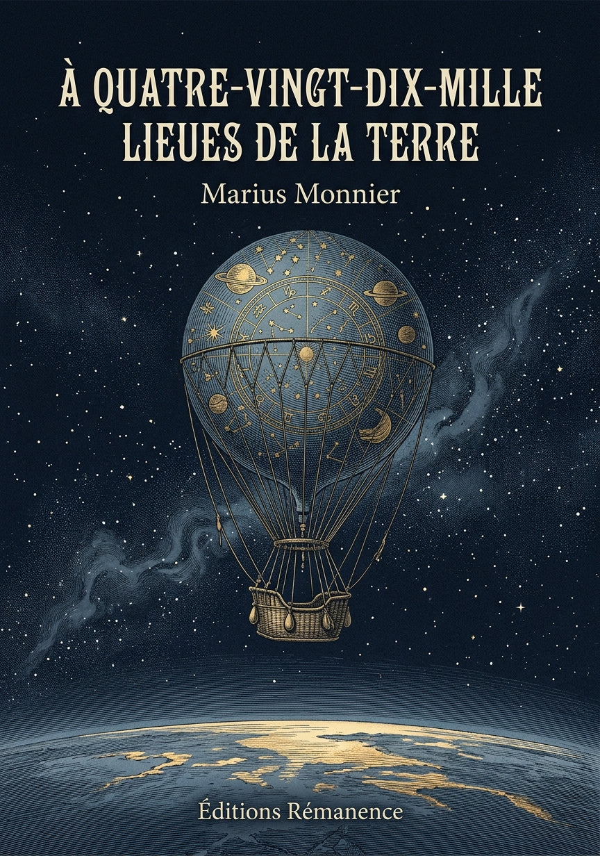 Livre À quatre-vingt-dix-mille lieues de la Terre par Marius Monnier - Couverture - Editions Remanence