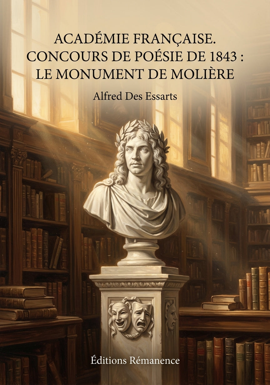 Livre Académie française. Concours de poésie de 1843 : Le Monument de Molière par Alfred Des Essarts - Couverture - Editions Remanence