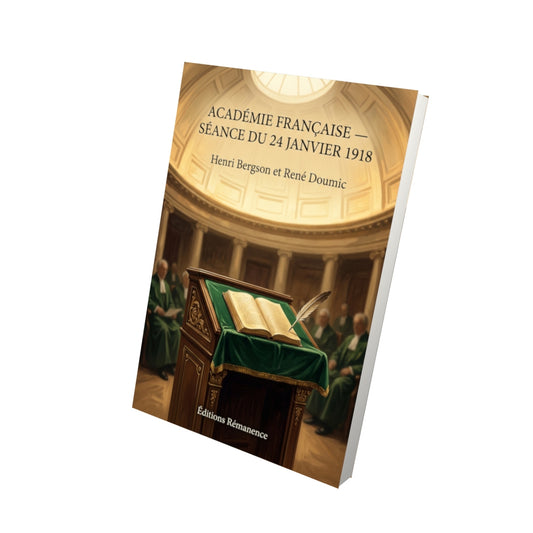 Livre Académie Française — Séance du 24 janvier 1918 par Henri Bergson et René Doumic - Vue 3D - Editions Remanence